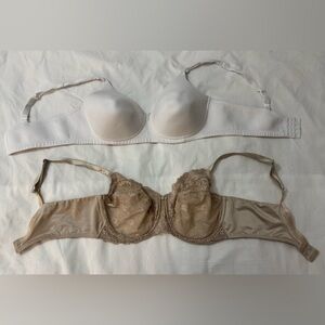 Set Of 2 Bra , Size 42D: White Vanity Fair & Beige Wacoal